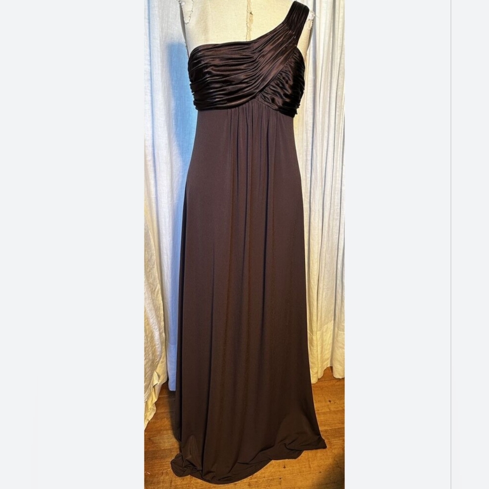 Brown Ruched Empire Gown